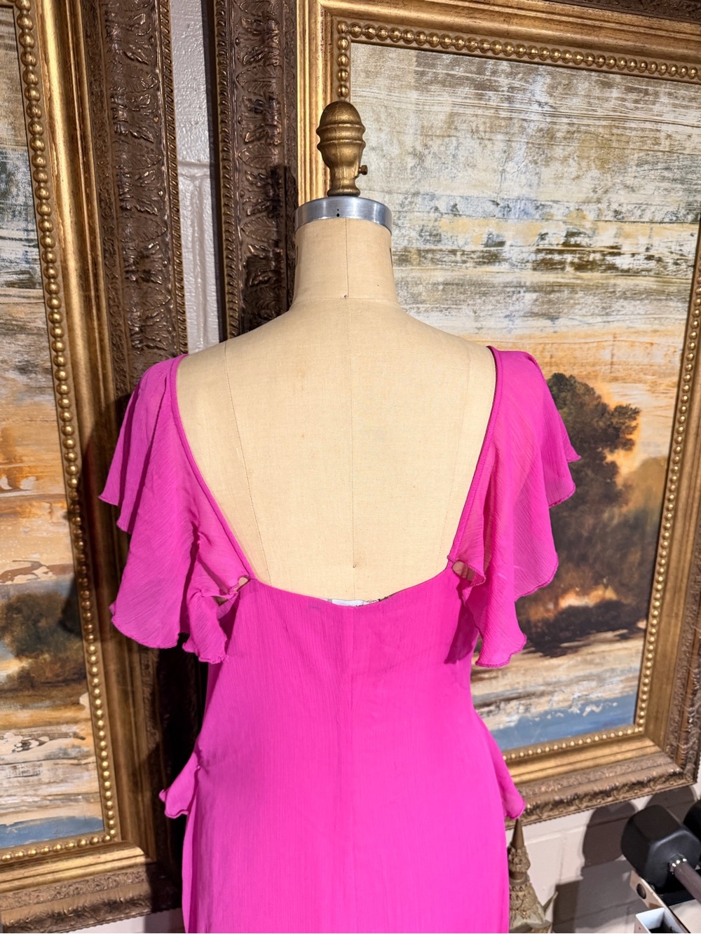 Zara Fuchsia Ruffled High-Low Maxi Dress - Picture 6 of 6
